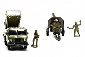 Машина металлическая инерционная - ГАЗ 66 - ВС с пушкой, свет, звук (Технопарк, CT1299+ CT-1112sim)